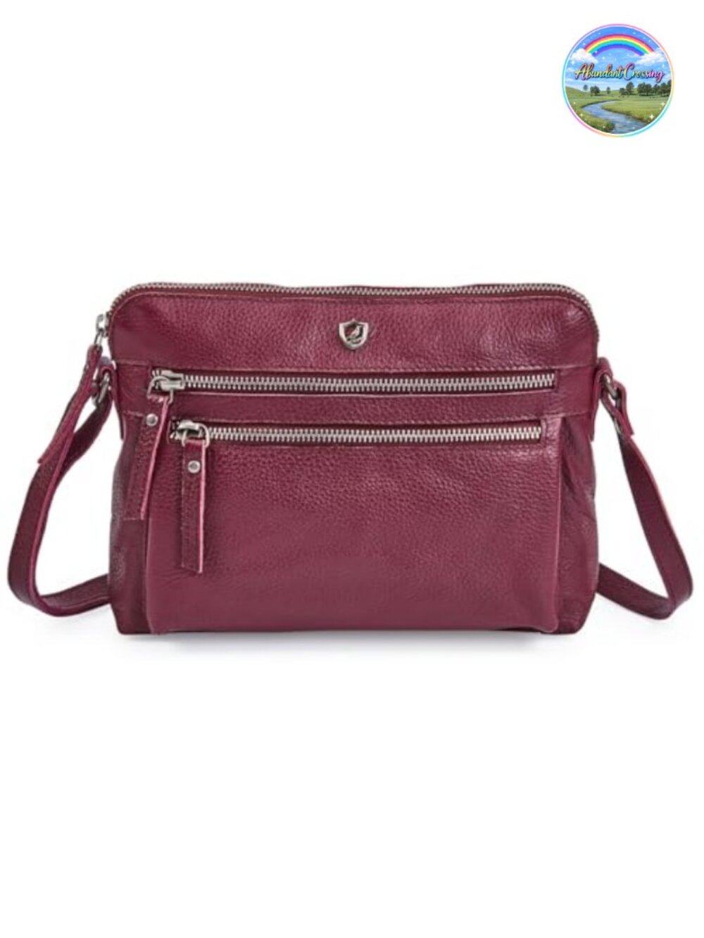 Genuine Nappa Leather Crossbody Bag Small Multi Zip Travel Sling Purse